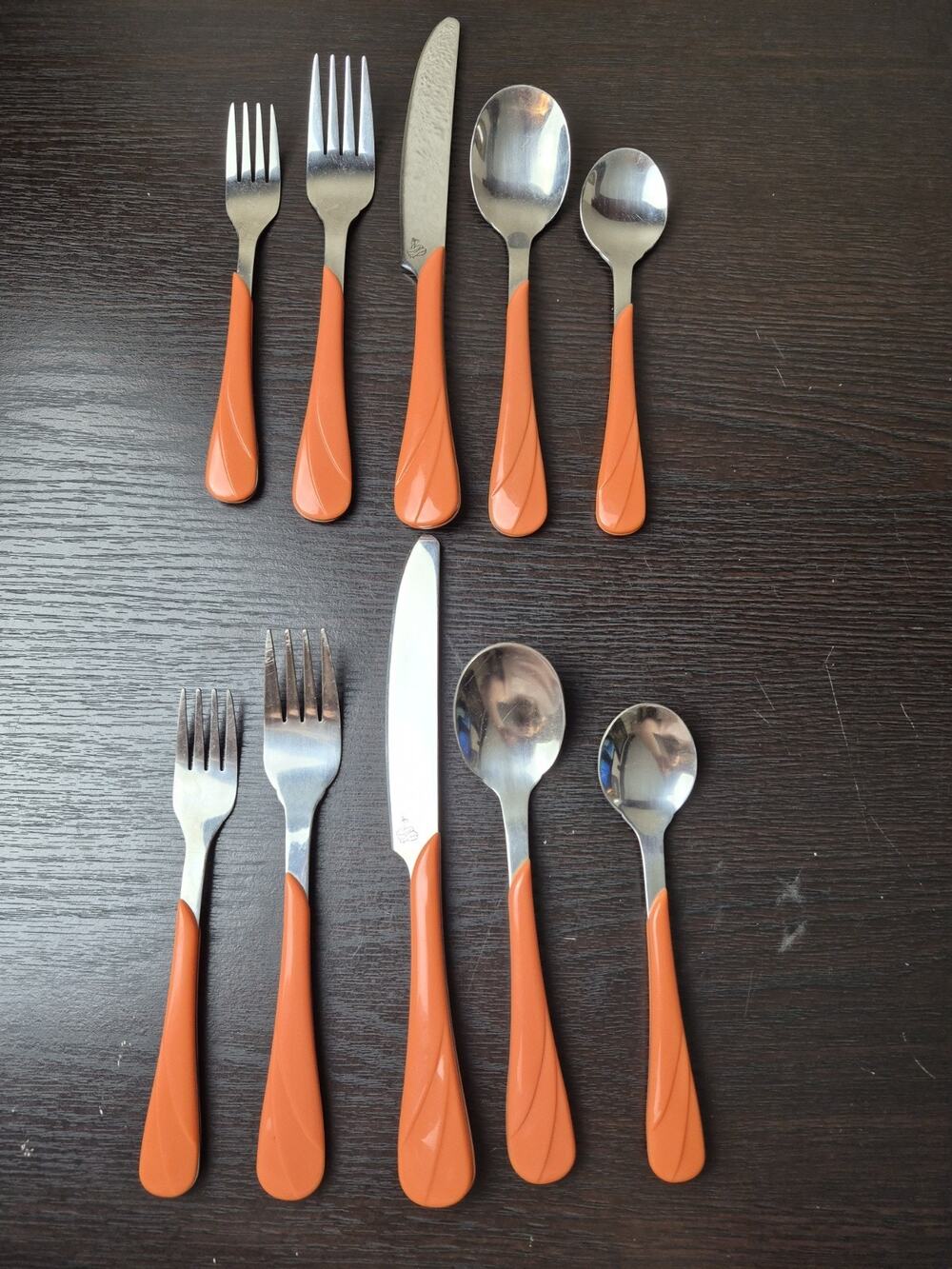 Genuine Fiesta 1991 PERSIMMON F-114 Swirl 10 PC Stainless Flatware Set for 2